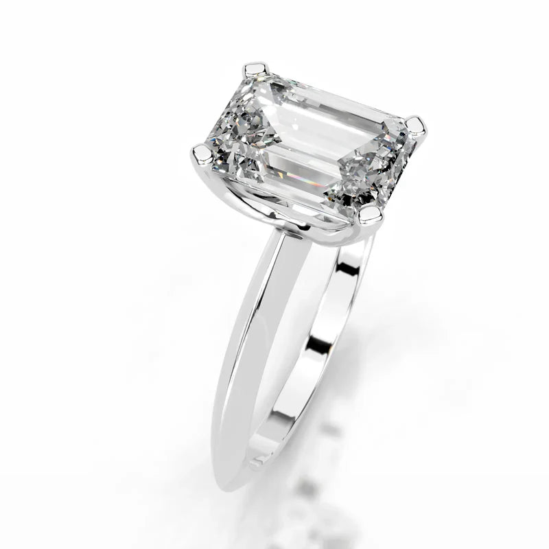 White :: IGI certified Celestara emerald lab grown diamond ring elegant solitaire design
