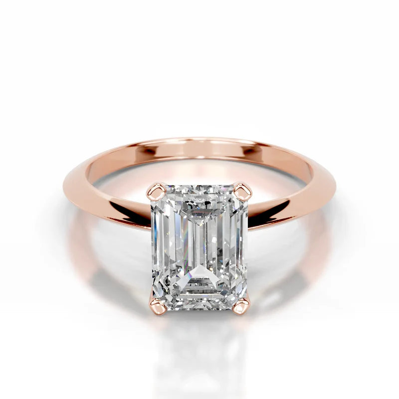Rose :: Elegant emerald cut Celestara lab diamond ring IGI certified engagement