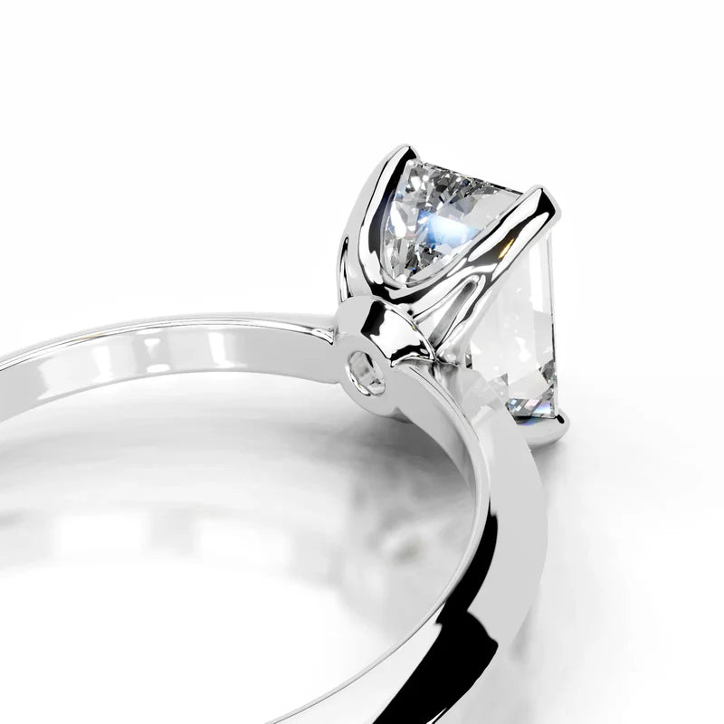 White :: Celestara emerald lab grown diamond engagement ring classic solitaire style