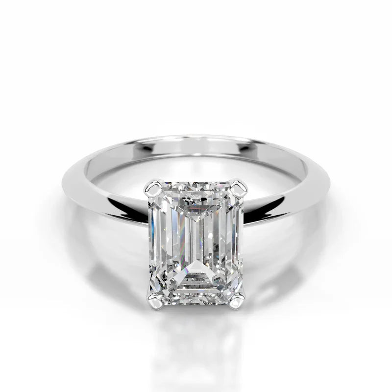 White :: Celestara emerald solitaire lab grown diamond engagement ring IGI certified