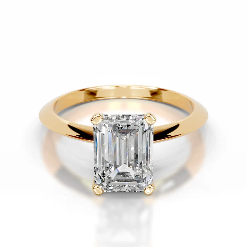 Yellow :: Emerald cut Celestara lab diamond engagement ring IGI certified fine jewelry