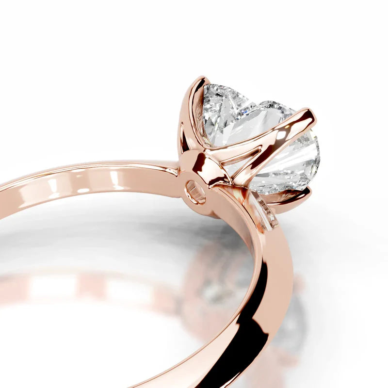 Rose :: Celestara heart lab grown diamond ring simple elegant solitaire setting