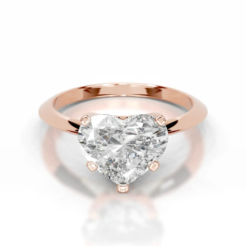 Rose :: Celestara heart solitaire lab grown diamond ring minimalist engagement jewelry
