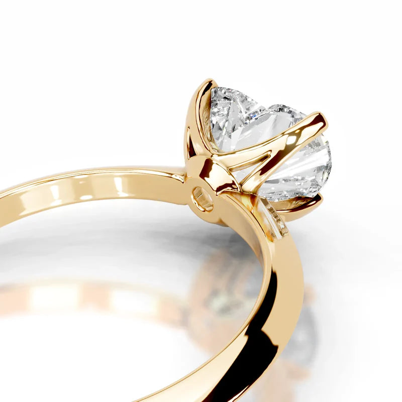 Yellow :: Heart solitaire engagement ring Celestara lab created diamond IGI certified