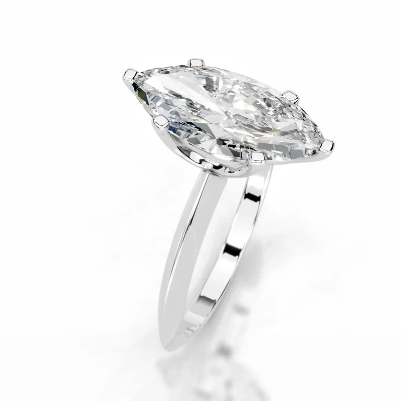 White :: Celestara marquise lab grown diamond engagement ring classic solitaire style