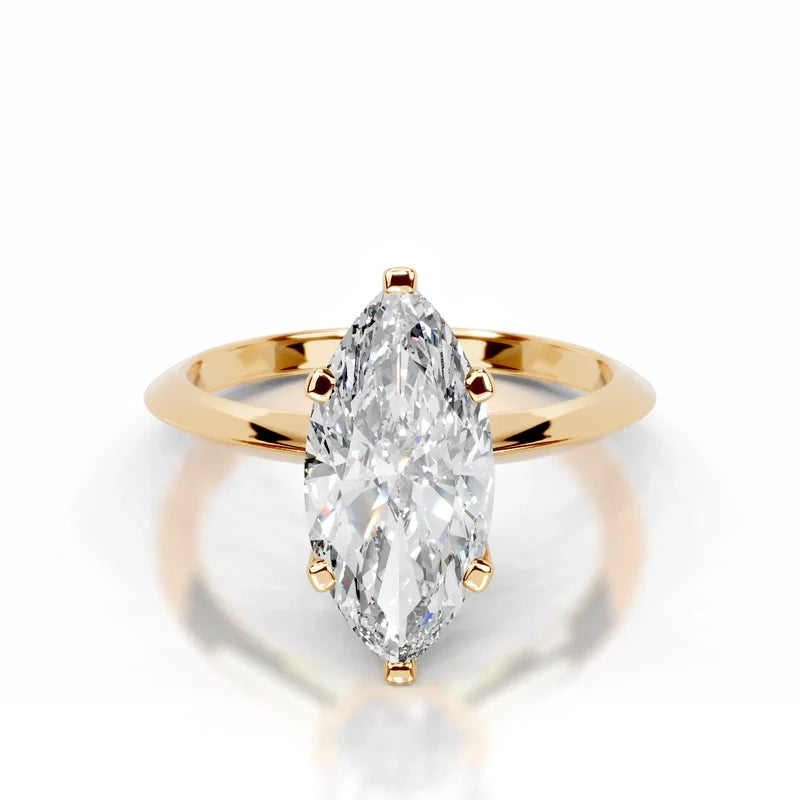 Yellow :: Celestara marquise solitaire lab grown diamond ring premium engagement design
