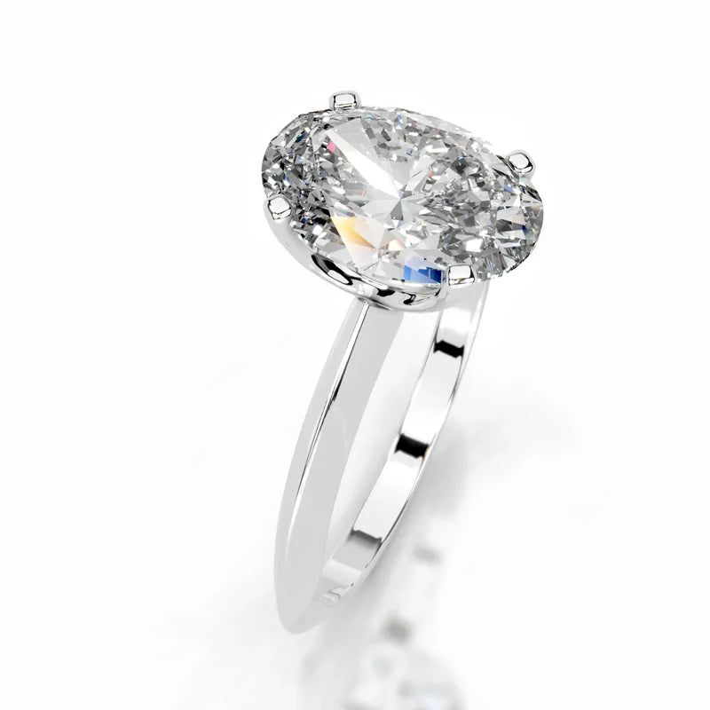 White :: IGI certified Celestara oval lab grown diamond ring elegant solitaire design