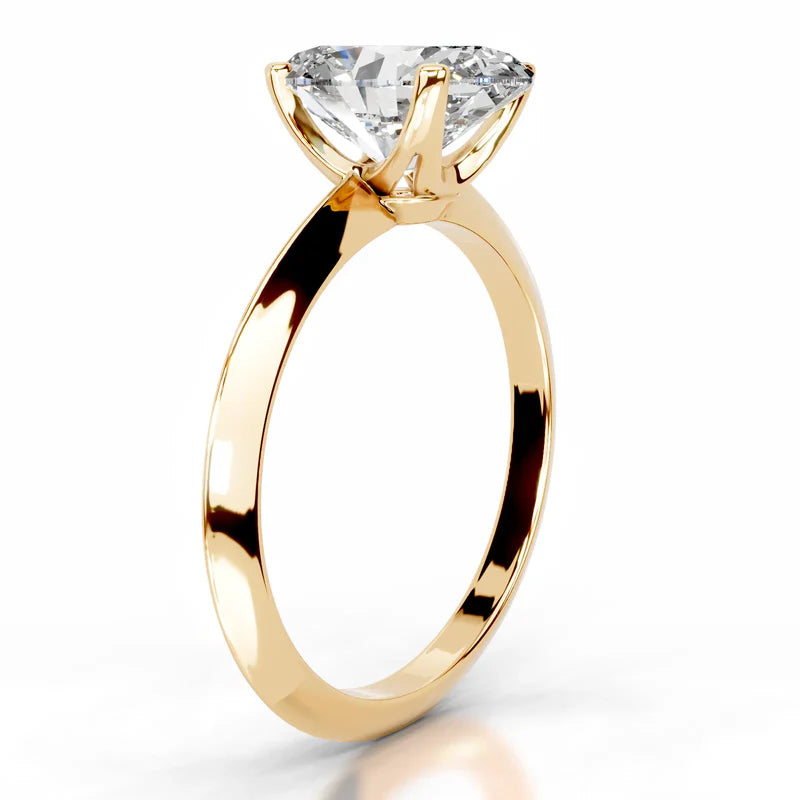 Yellow :: Minimalist oval cut Celestara lab diamond ring elegant solitaire style