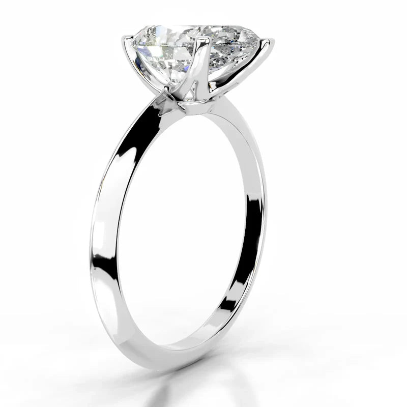 White :: Pear cut lab diamond ring Celestara solitaire IGI certified engagement jewelry