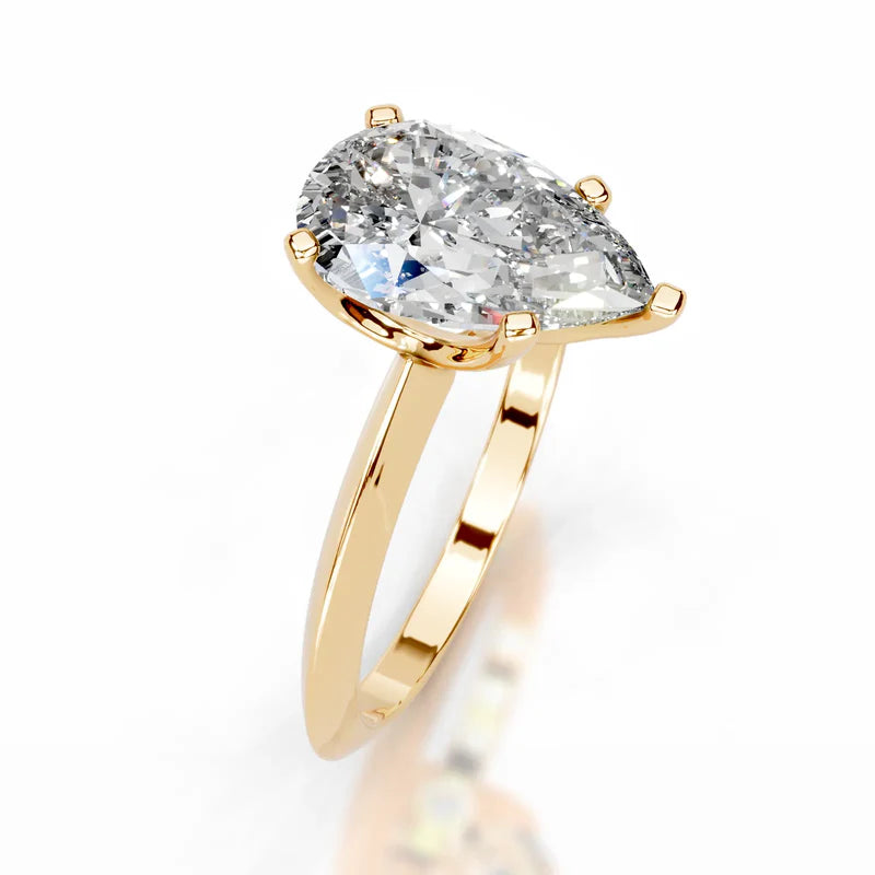 Yellow :: Celestara pear shaped lab grown diamond ring fine jewelry for proposal