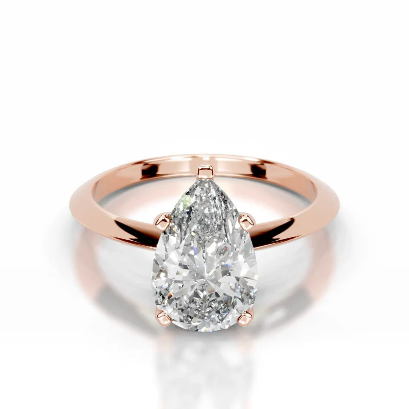 Rose :: Elegant pear cut Celestara lab diamond ring IGI certified engagement