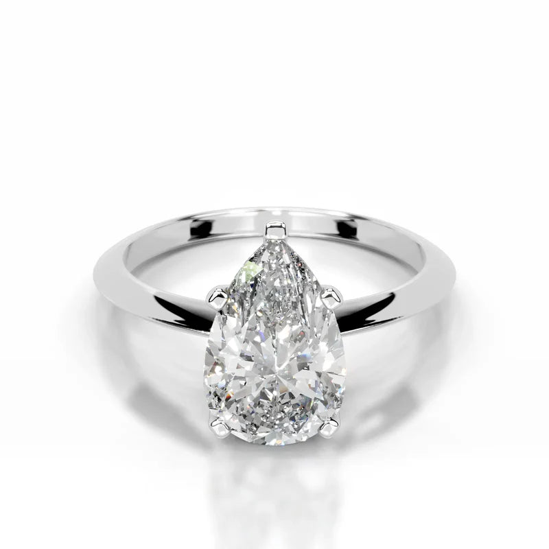 White :: Celestara pear solitaire lab grown diamond engagement ring IGI certified