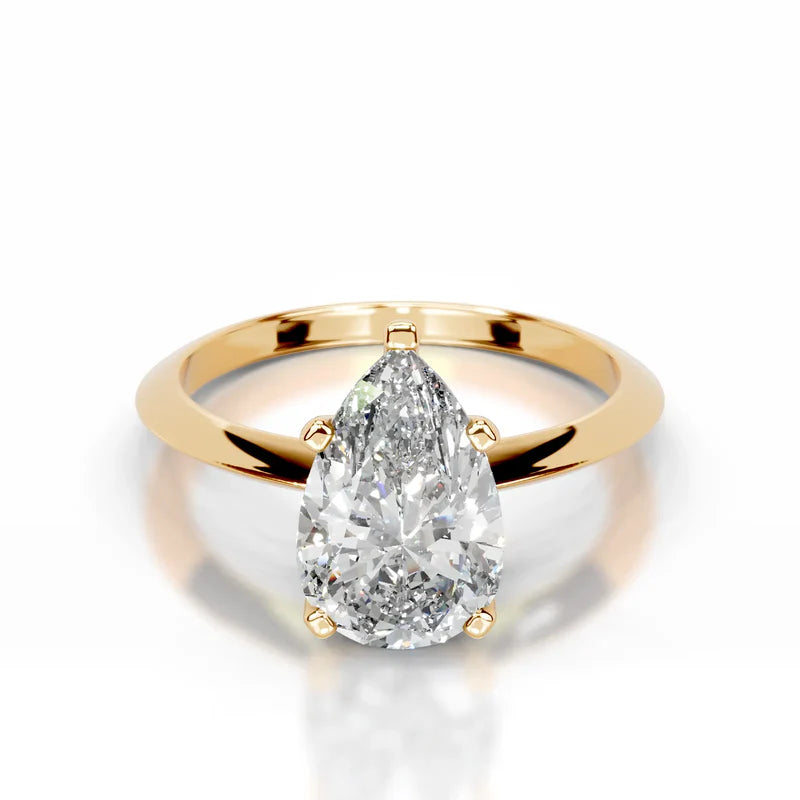 Yellow :: Pear cut Celestara lab diamond engagement ring IGI certified fine jewelry