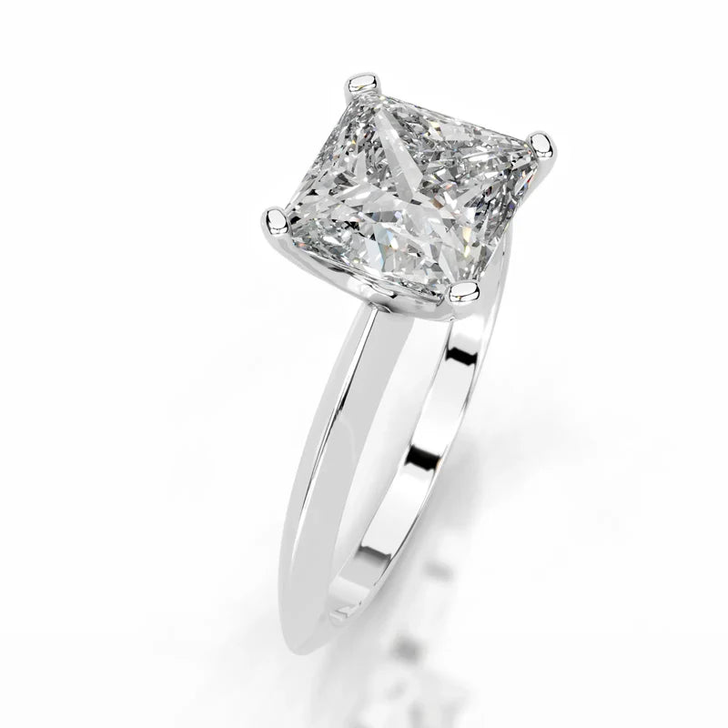 White :: Celestara princess lab grown diamond engagement ring modern solitaire style