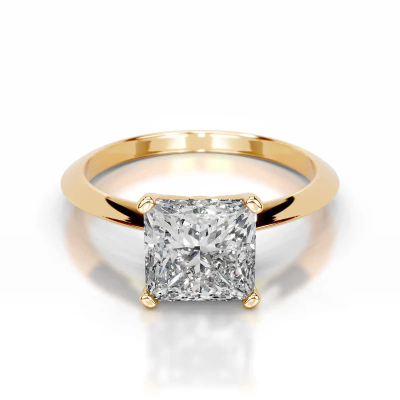 Yellow :: Celestara princess solitaire lab grown diamond ring premium engagement design