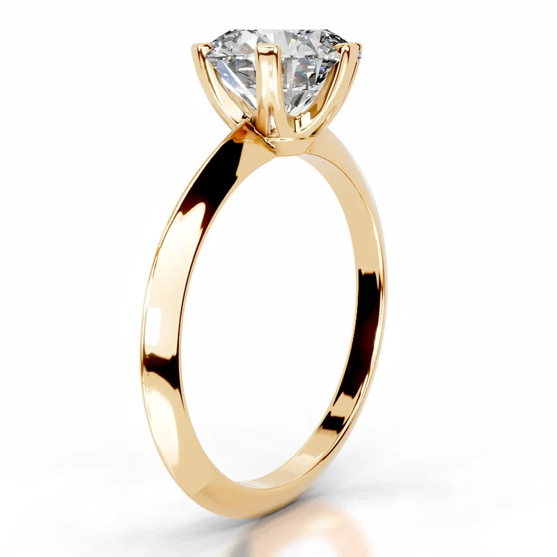 Yellow :: Classic round lab grown diamond ring E VS1 clarity engagement jewelry