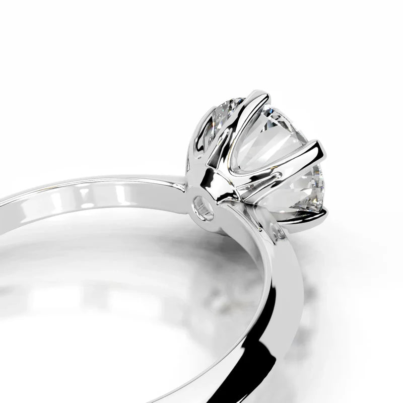White :: Round solitaire lab grown diamond ring E color VS1 clarity fine jewelry