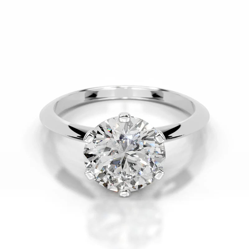 White :: Round solitaire lab grown diamond engagement ring E VS1 IGI certified