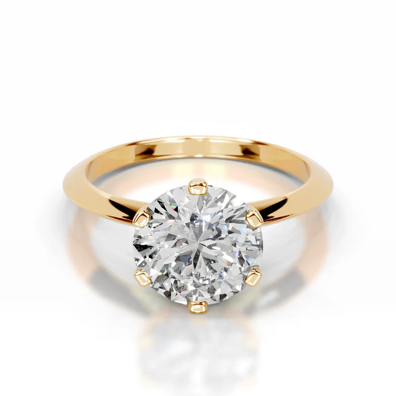 Yellow :: Round solitaire engagement ring lab grown diamond E VS1 fine jewelry