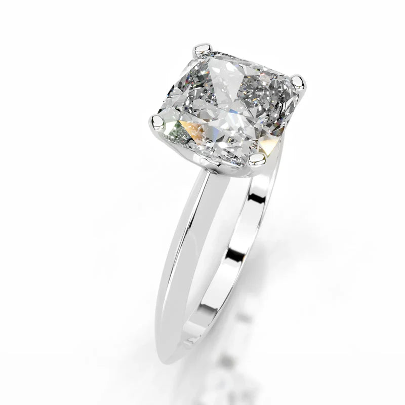 White :: Celestara square cushion lab grown diamond engagement ring classic solitaire style