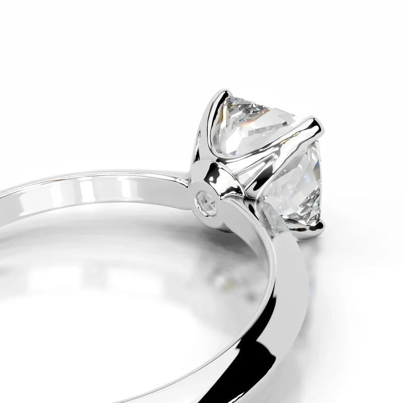 White :: Elegant square cushion cut Celestara lab diamond ring IGI certified engagement