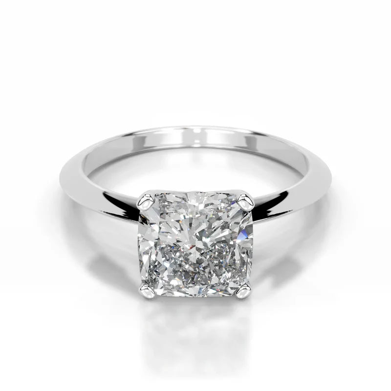 White :: Celestara square cushion solitaire lab grown diamond engagement ring IGI certified