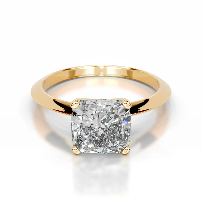 Yellow ::Celestara square cushion solitaire lab grown diamond ring premium engagement design