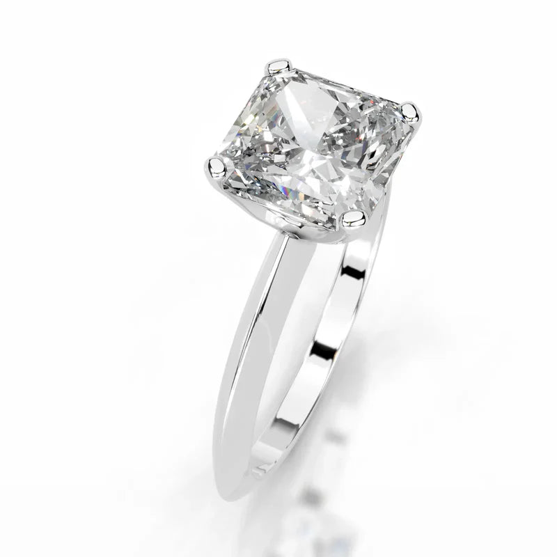 White :: Celestara square radiant lab grown diamond engagement ring modern solitaire style