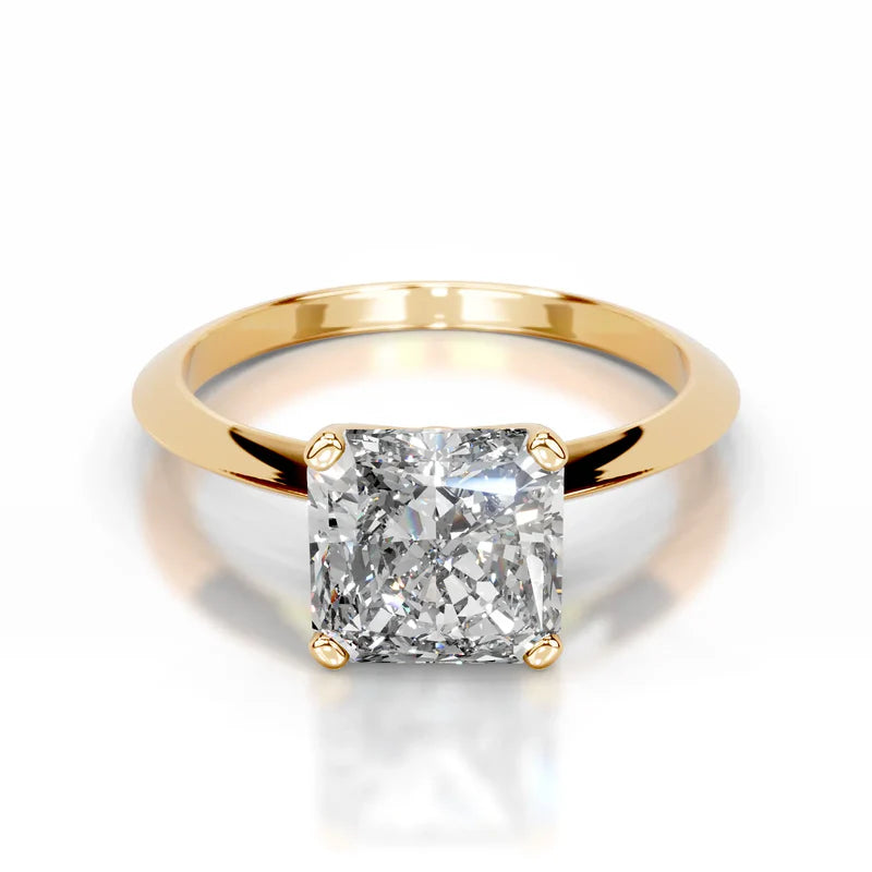 Yellow :: Celestara square radiant solitaire lab grown diamond ring premium engagement design