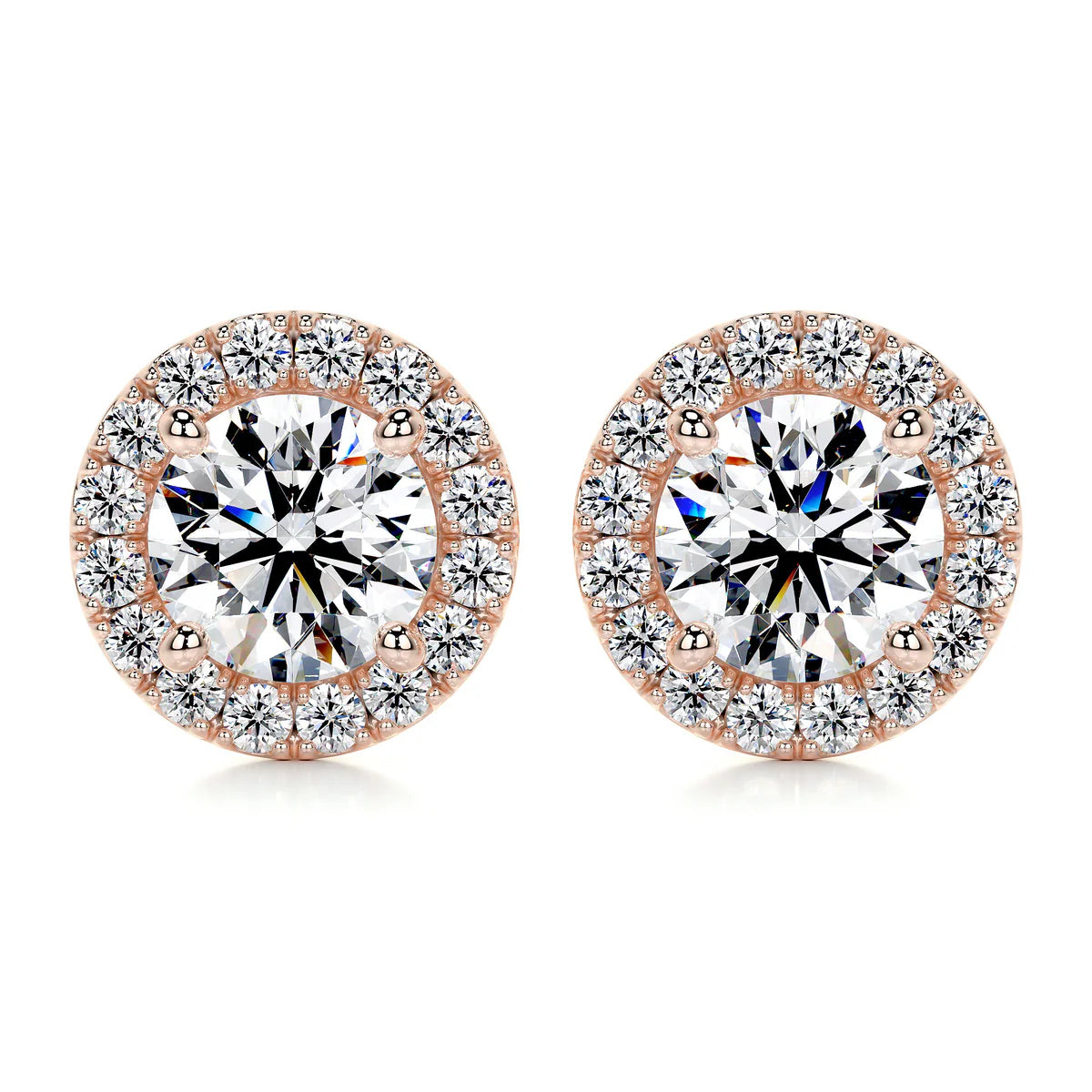 Rose :: fine jewelry lab grown diamond studs white gold timeless solitaire design
