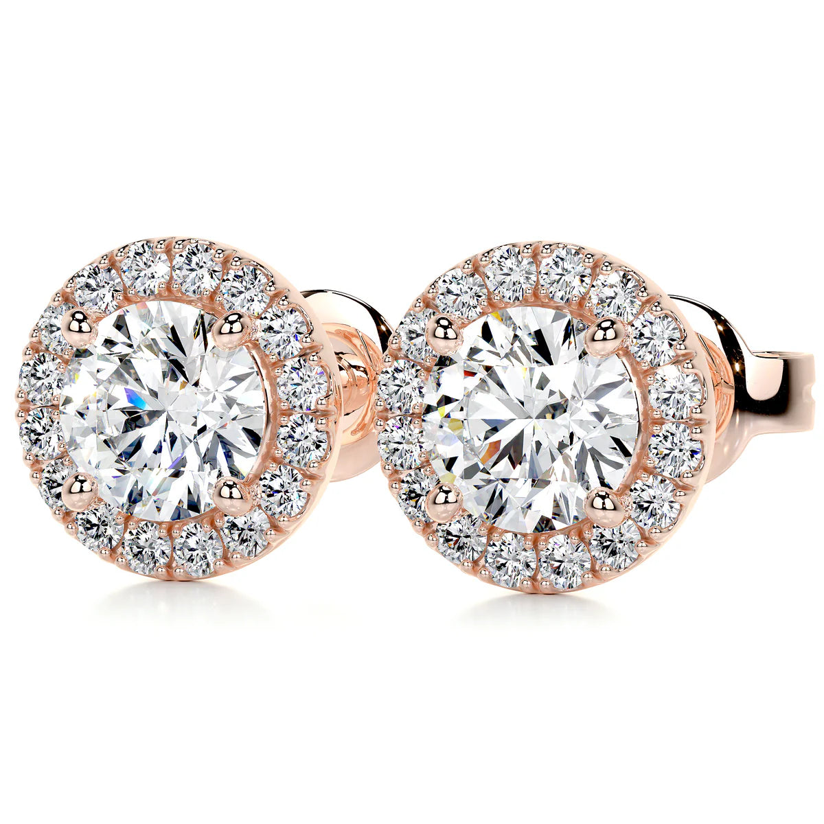 Rose :: stylish lab grown diamond stud earrings white gold simple refined design