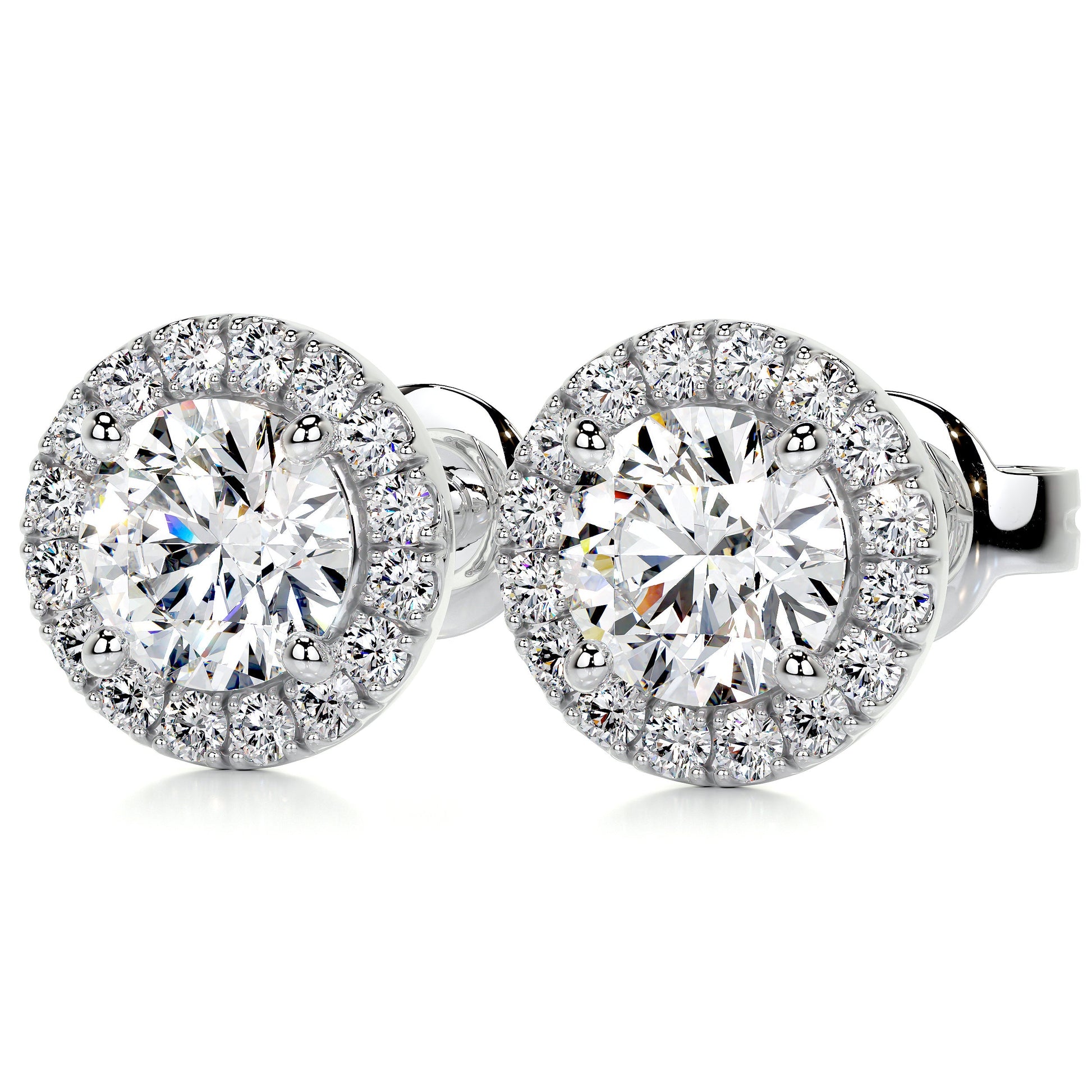 White :: classic solitaire diamond stud earrings lab grown white gold minimal luxury jewelry for women