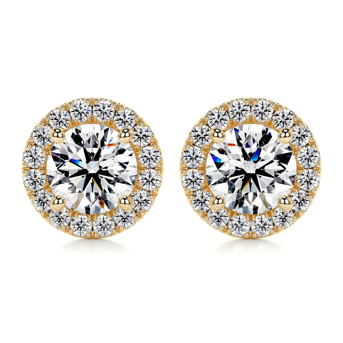 Yellow :: modern lab grown diamond studs white gold minimalist solitaire fine jewelry