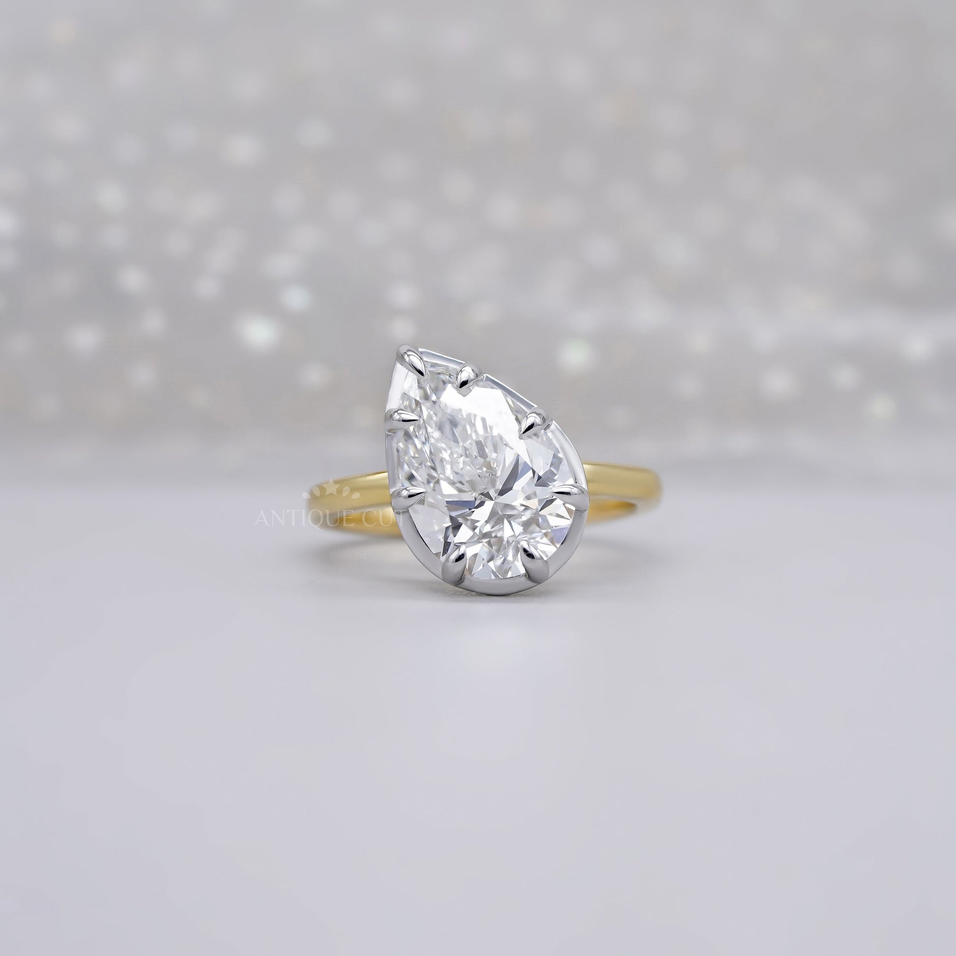 Pear 3.10ct Lab Grown Diamond Solitaire Ring | IGI Certified | Yellow Gold | VVS–VS Clarity
