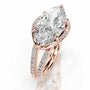 Rose :: Zenvira marquise lab grown diamond ring with halo setting modern design
