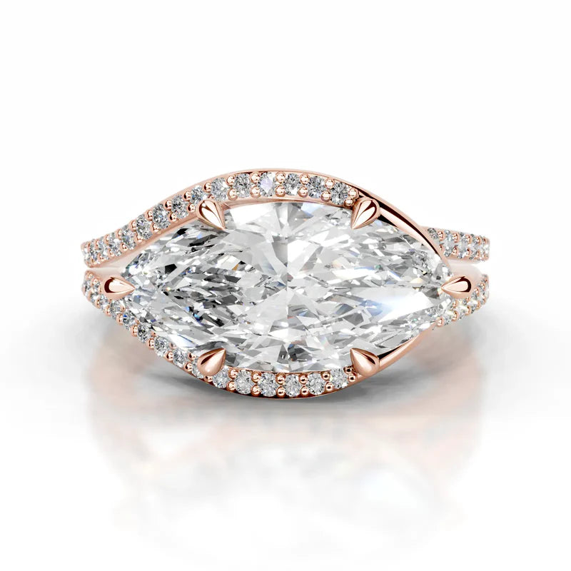 Rose :: Zenvira marquise halo lab grown diamond ring luxury engagement jewelry