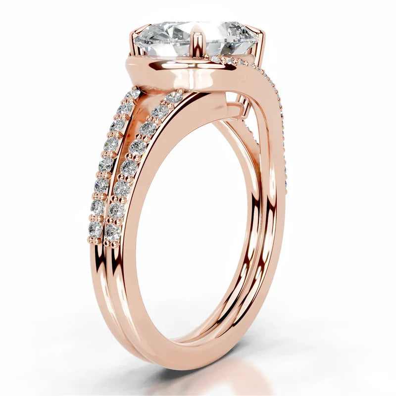 Rose :: Zenvira oval lab grown diamond ring with halo setting modern design