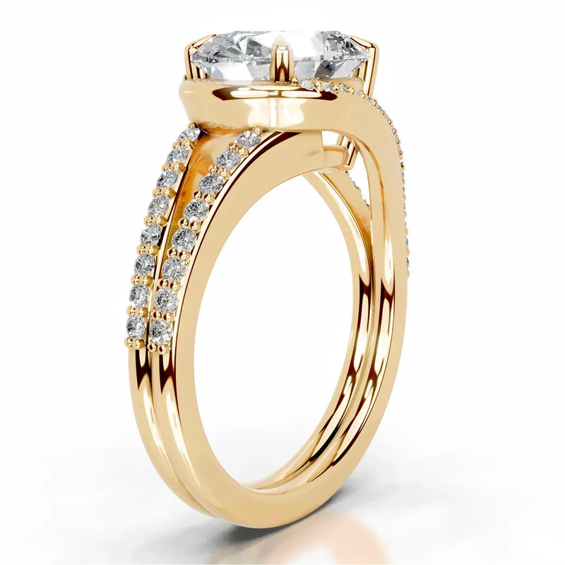 Yellow :: Zenvira oval lab diamond ring with halo accent diamonds elegant style