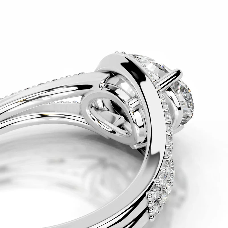 White :: Zenvira oval halo lab grown diamond ring luxury engagement jewelry