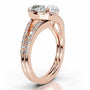 Rose :: Pear cut halo lab diamond ring Zenvira IGI certified bridal jewelry