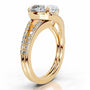 Yellow :: Zenvira pear lab grown diamond ring halo setting brilliant sparkle
