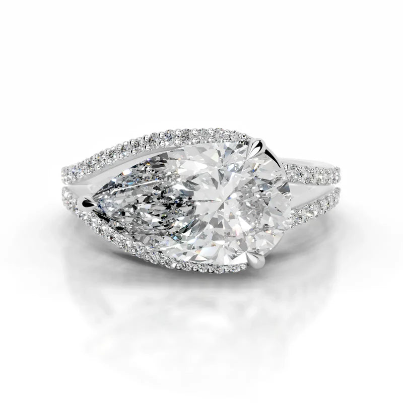 White :: Zenvira pear halo lab grown diamond engagement ring IGI certified