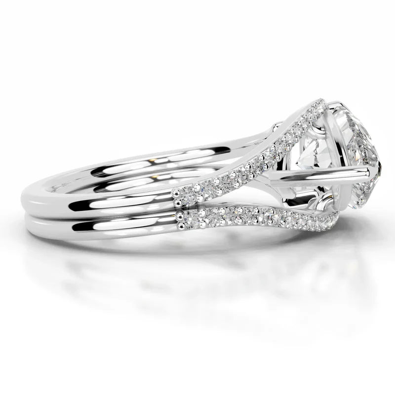 White :: Elegant pear halo Zenvira lab diamond ring IGI certified engagement