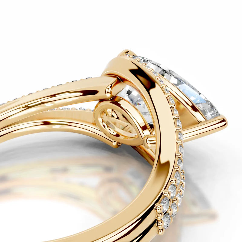 Yellow :: Pear halo engagement ring Zenvira lab created diamond IGI certified