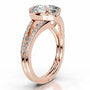 Rose :: Round brilliant halo lab diamond ring Zenvira IGI certified bridal jewelry
