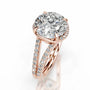 Rose :: Zenvira round lab grown diamond ring with halo setting modern design