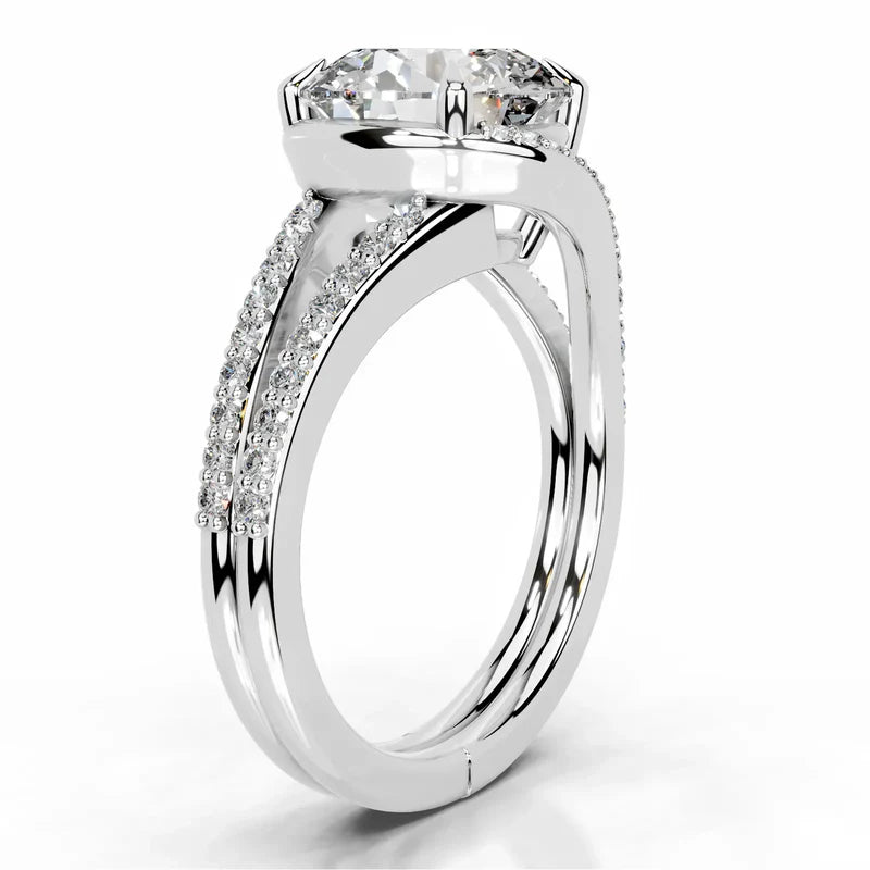 White :: Zenvira round halo lab grown diamond engagement ring IGI certified