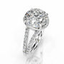 White :: Round halo lab diamond ring Zenvira IGI certified engagement jewelry