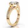 Yellow :: Zenvira round lab grown diamond ring halo setting brilliant sparkle