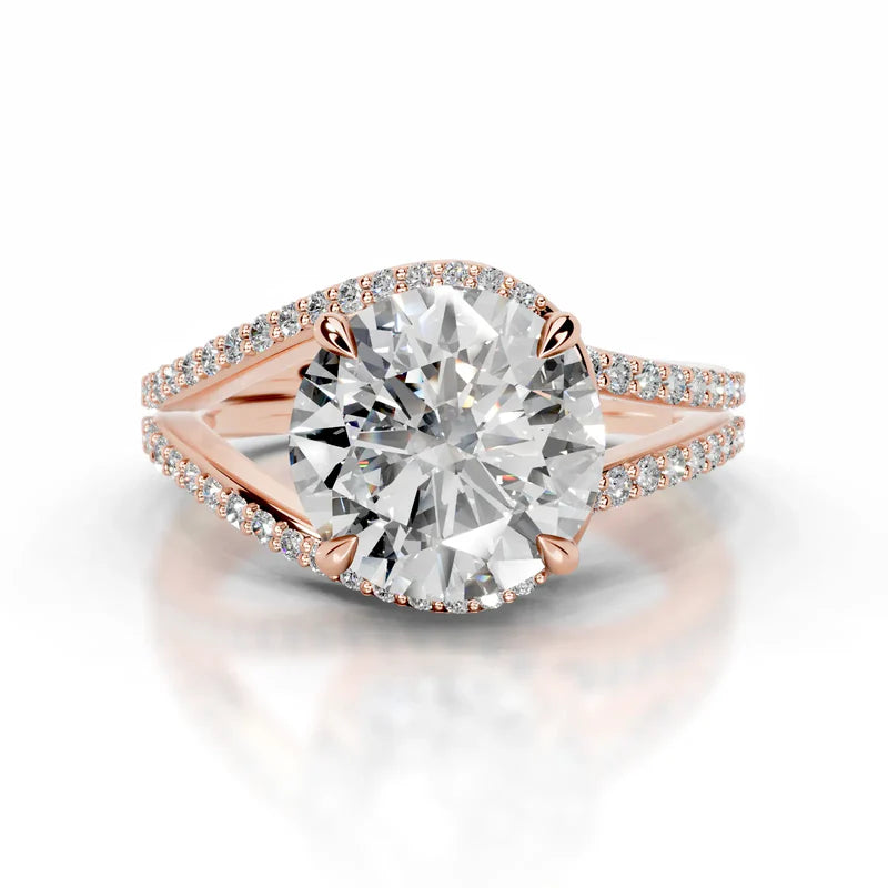 Rose :: Zenvira round halo lab grown diamond ring luxury engagement jewelry